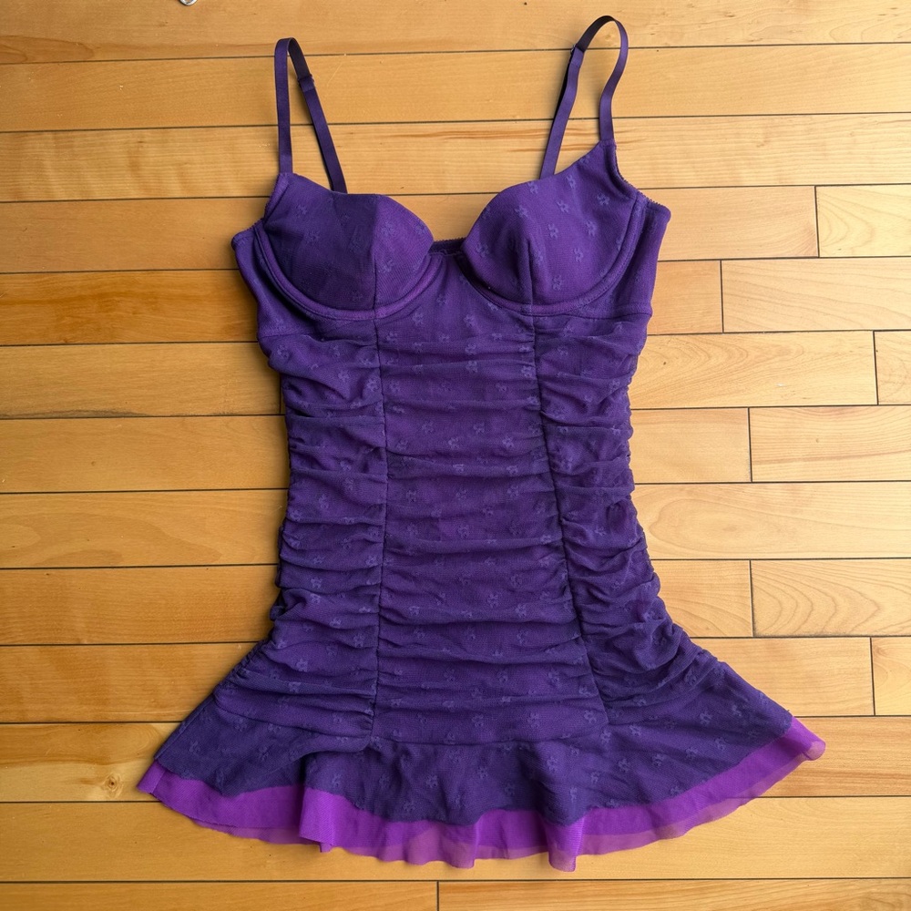 vtg y2k vs sexy little things purple mesh bodycon mini dress sz small